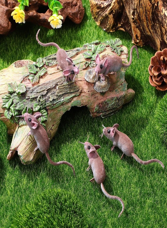 Yardenfun Realistic Fake Mouse Model 5Pcs Miniature Rat Figurines for Halloween Prank Home Decor Educational Display 3.14 Inch Lifelike Rodent Toys - Image 3